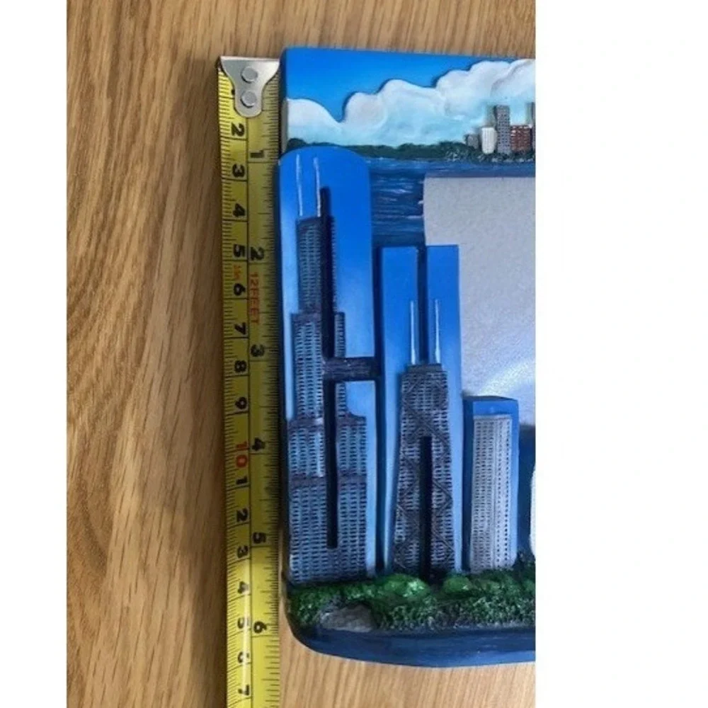 Unbranded Chicago Skyline Picture Frame Blue Good 3D Snowglobe Resin